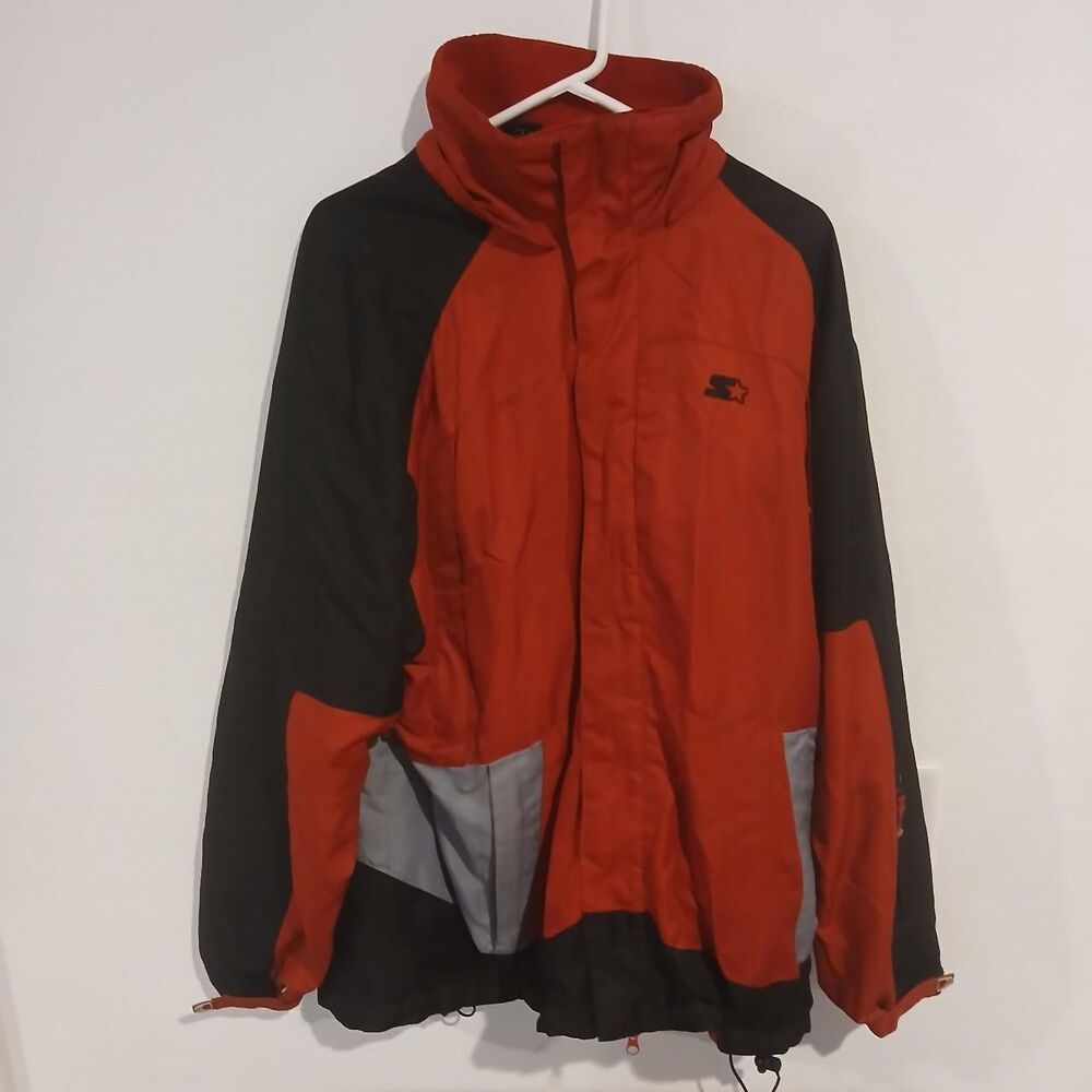 Starter Men's Jacket Red Black Gray Y2K Size Large